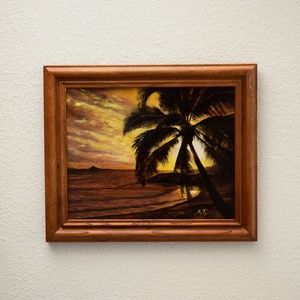 Original Oil Painting on Paper 8"x10" Tropical Sunset Landscape